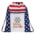 Patriotic Drawstring Backpack with zippered Front Packet